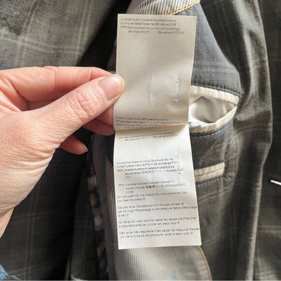 Hugo Boss Miltoz lightweight cotton checker plaid blazer Sz 38R - Picture 7 of 11